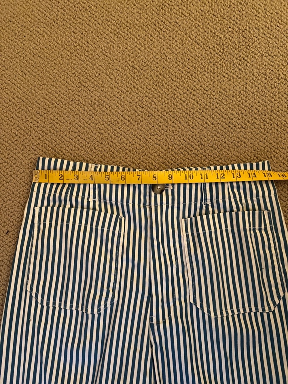 Maeve Anthropologie Blue and White Striped Cropped Wide-Leg Pants 30 Colette - Picture 16 of 16